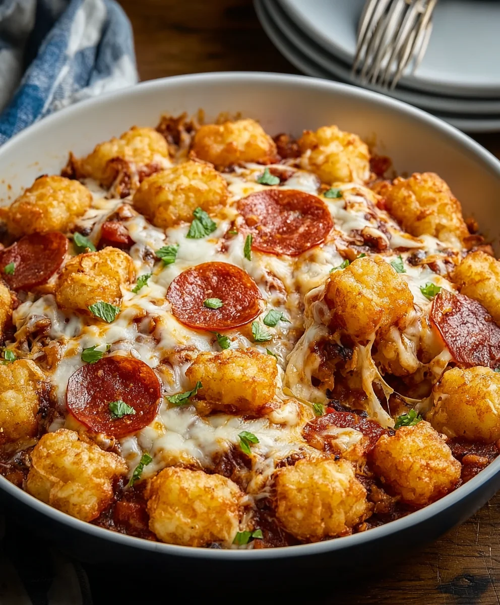 Easy Pizza Beef Tot Casserole Recipe