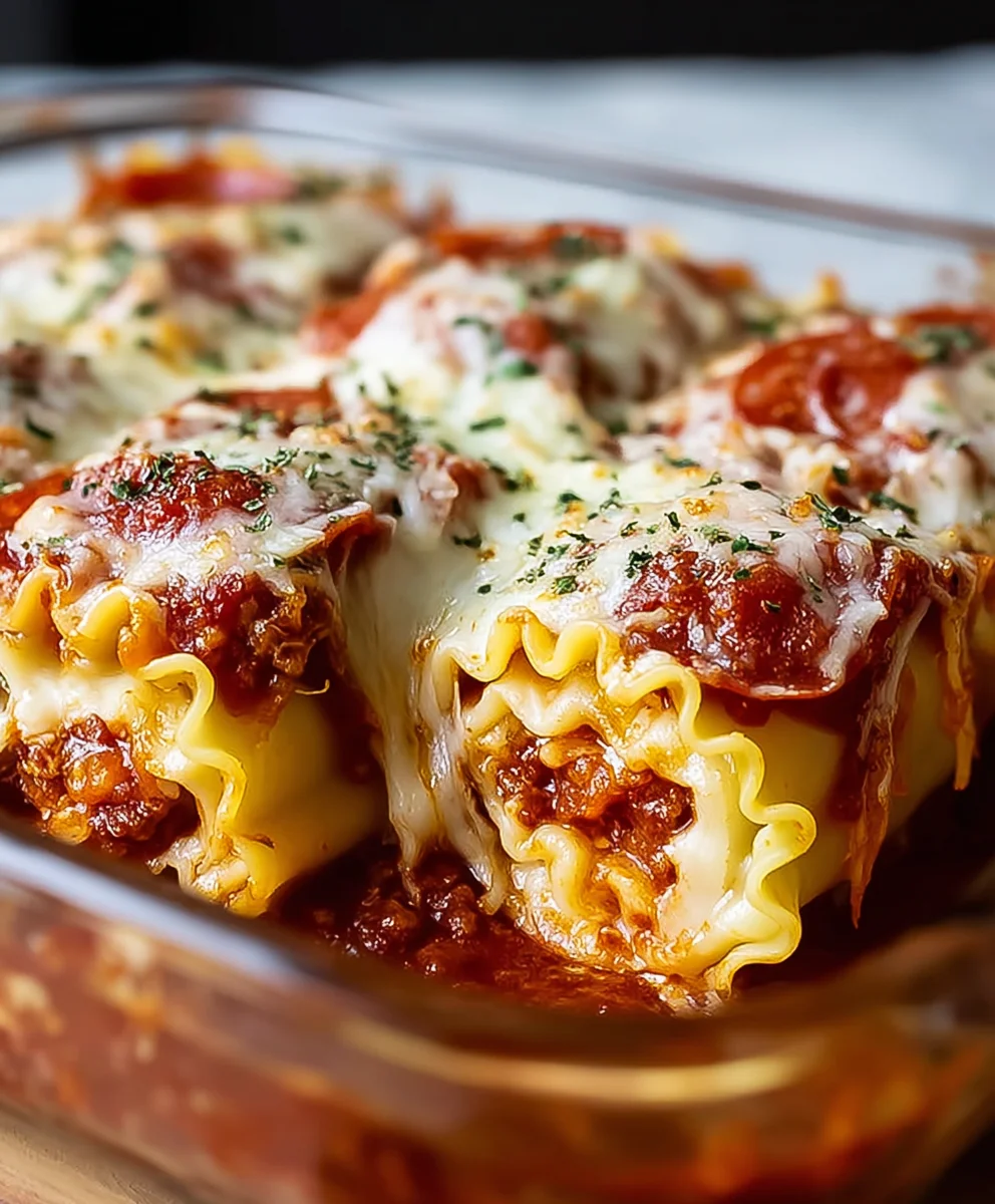 Beef Beef Pepperoni Pizza Lasagna Roll Ups-Easy Dinner
