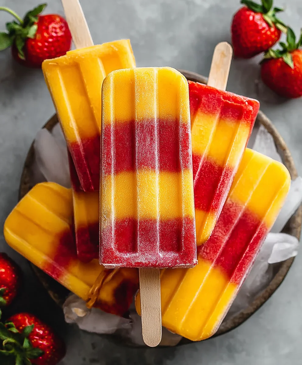 Fresh Strawberry Mango Popsicles-Easy Healthy Treat