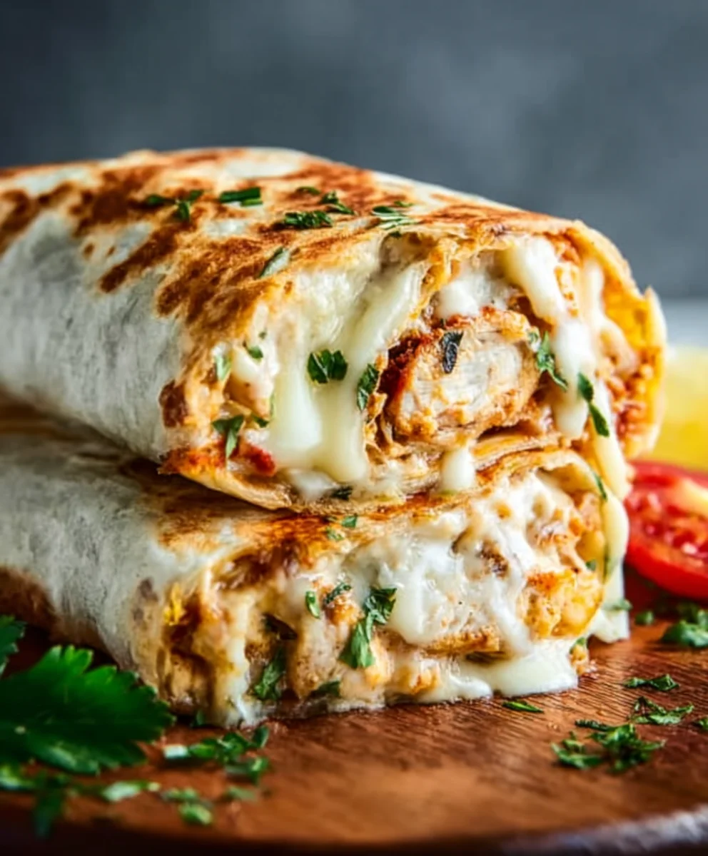 Cheesy Garlic Chicken Wraps – Easy & Delicious