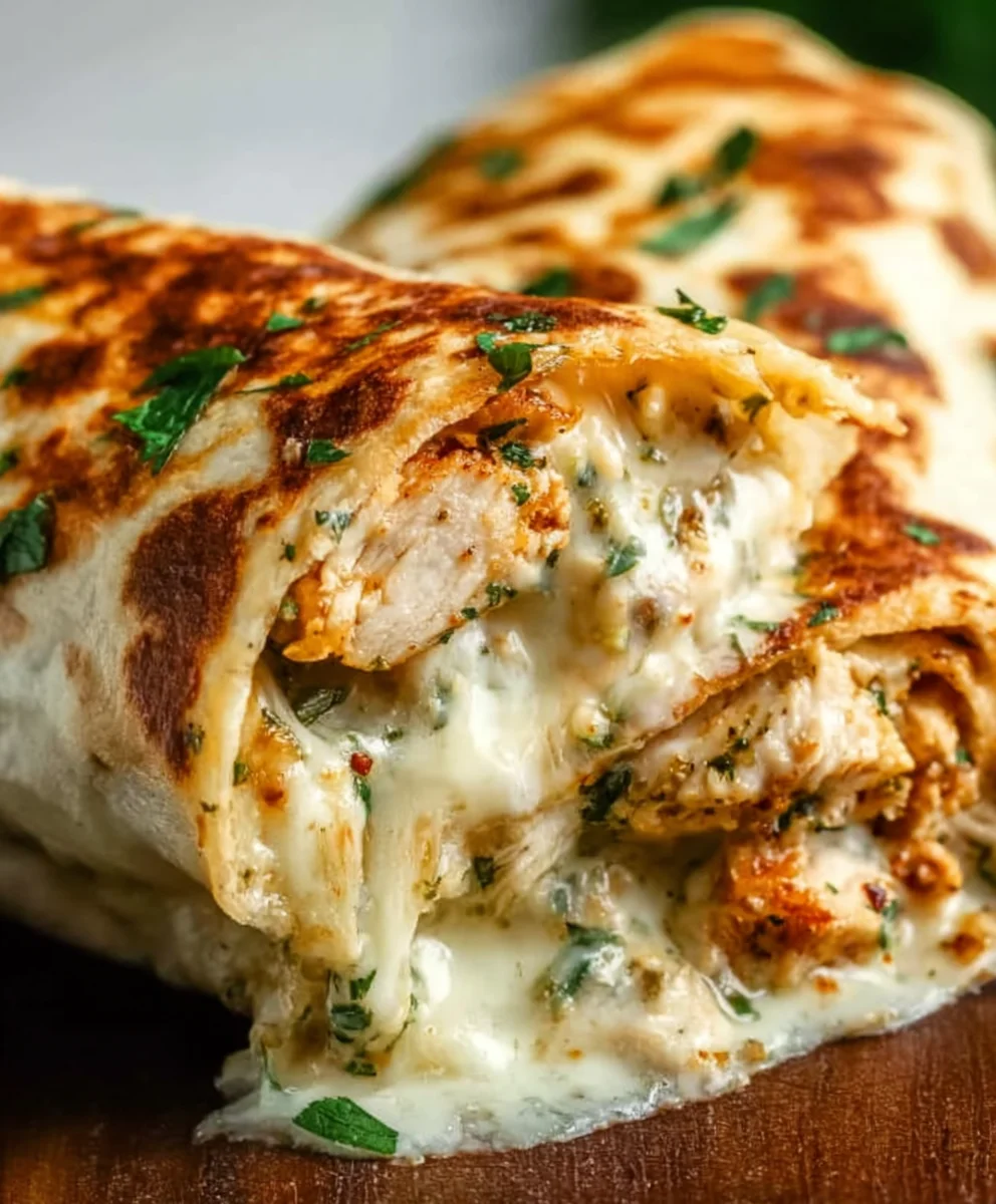 Cheesy Garlic Chicken Wraps – Easy & Delicious
