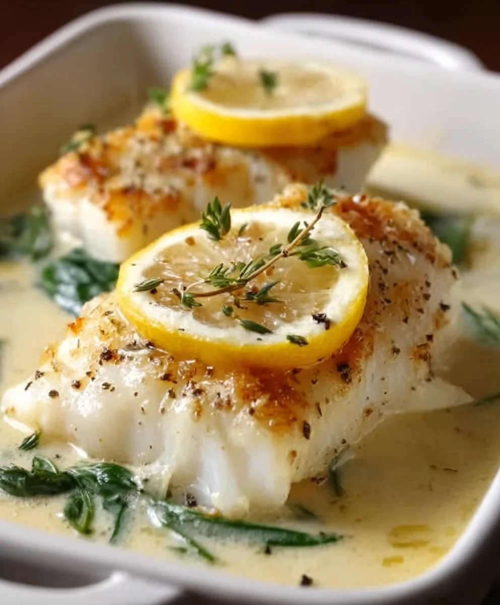 Easy Baked Cod Coconut Lemon Cream Sauce Recipe