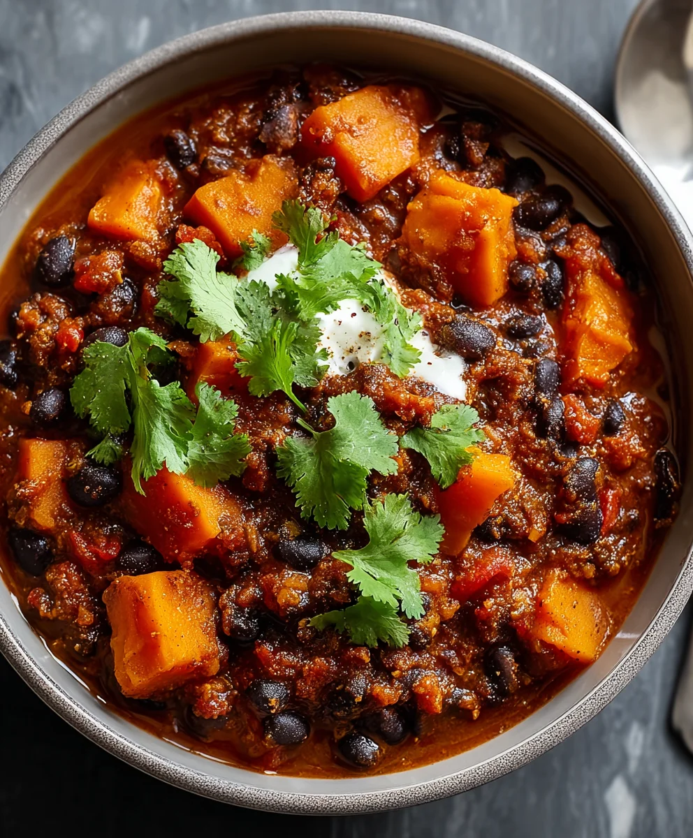 Sweet Potato Black Bean Chili-Hearty & Delicious