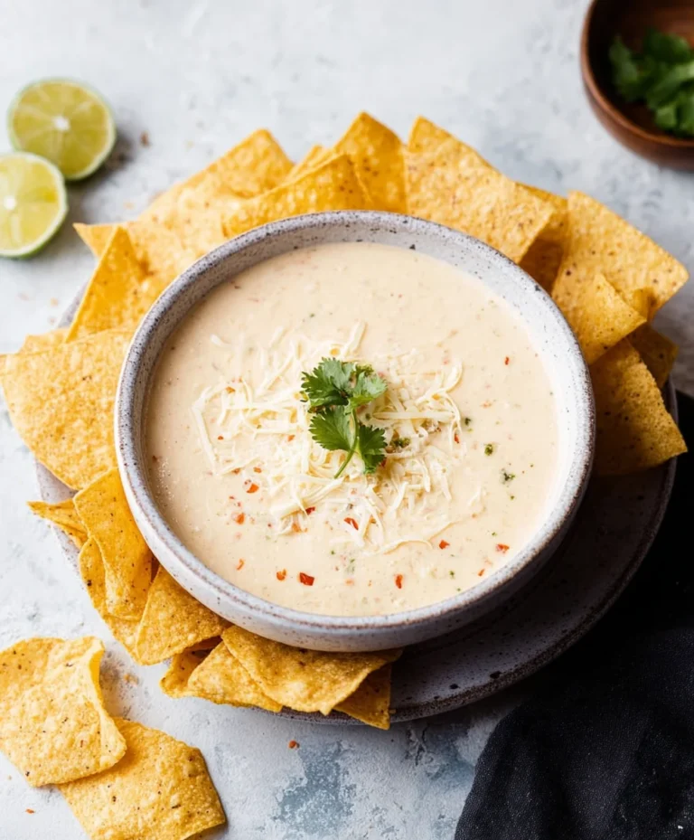 Easy Crockpot White Queso Dip Recipe-Creamy & Cheesy