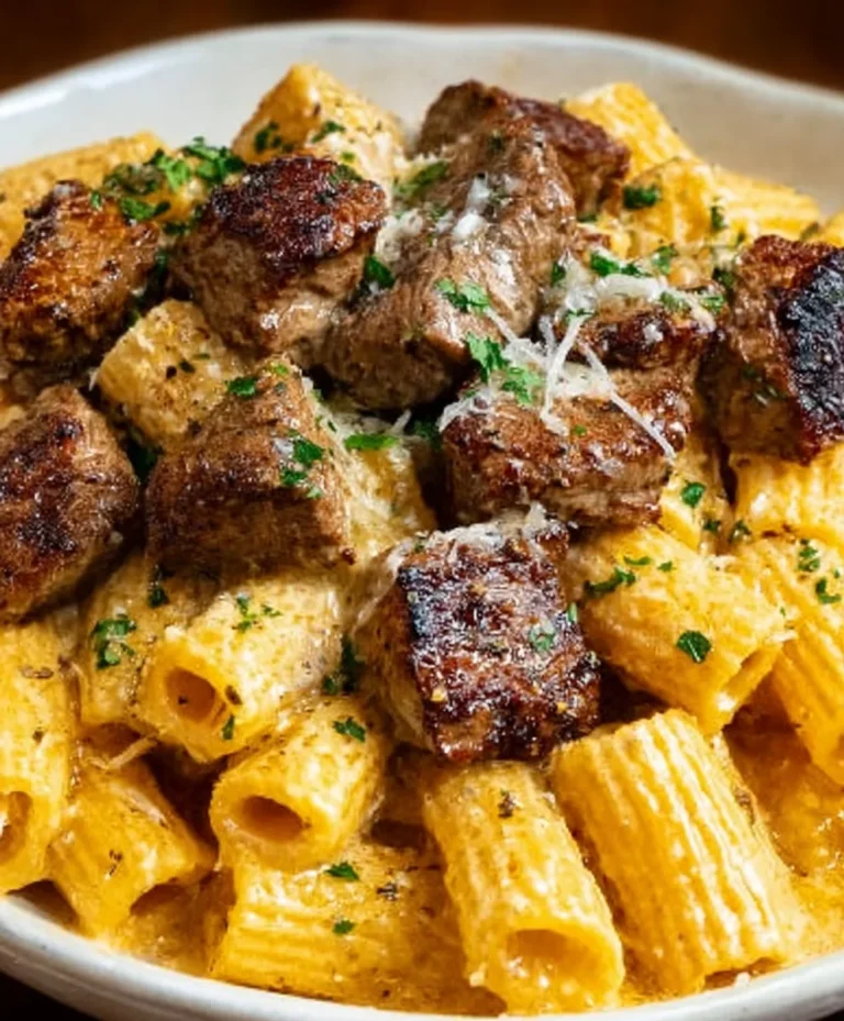 Cajun Steak Tips Rigatoni Parmesan – Cheesy Comfort