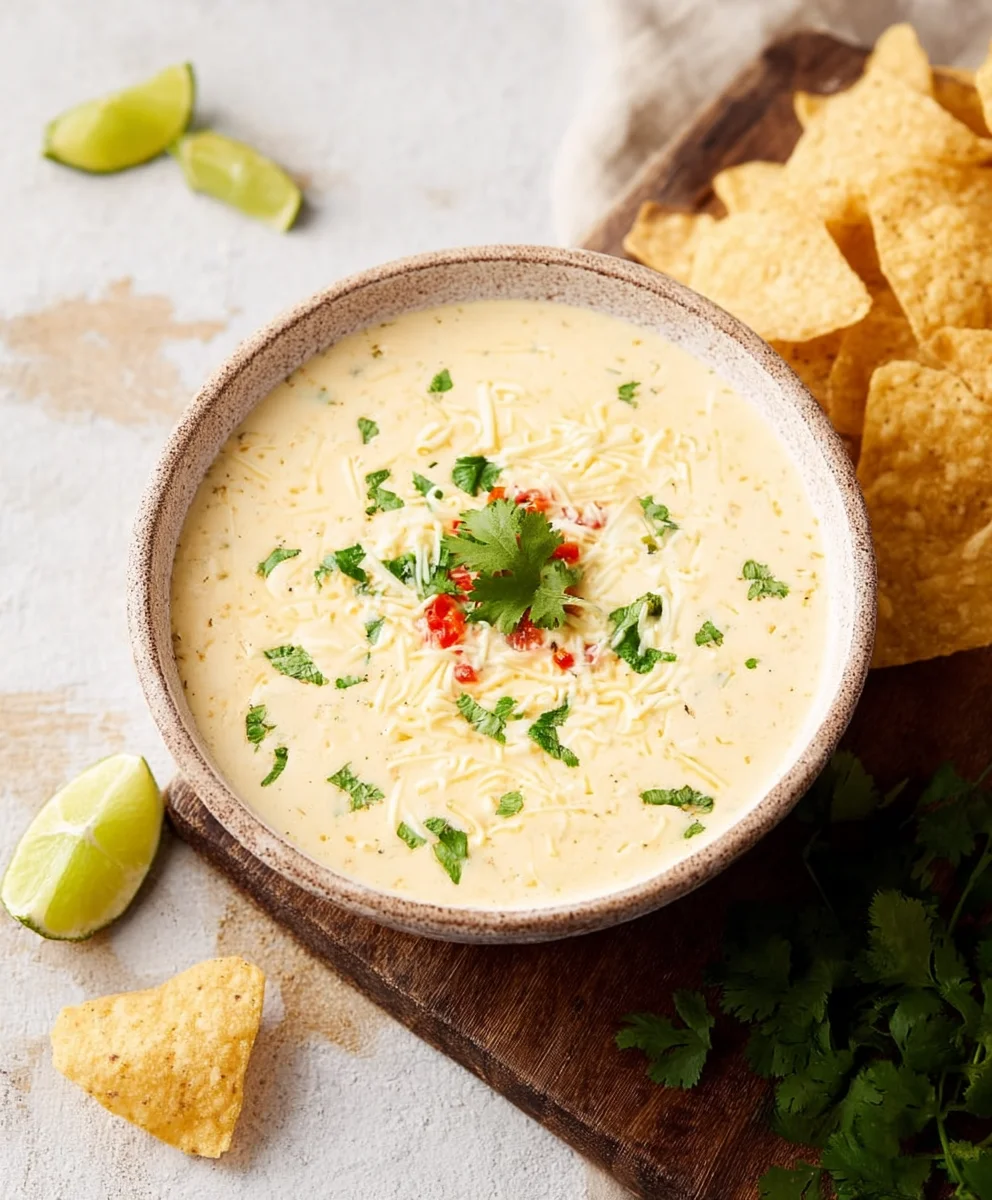 Easy Crockpot White Queso Dip Recipe-Creamy & Cheesy