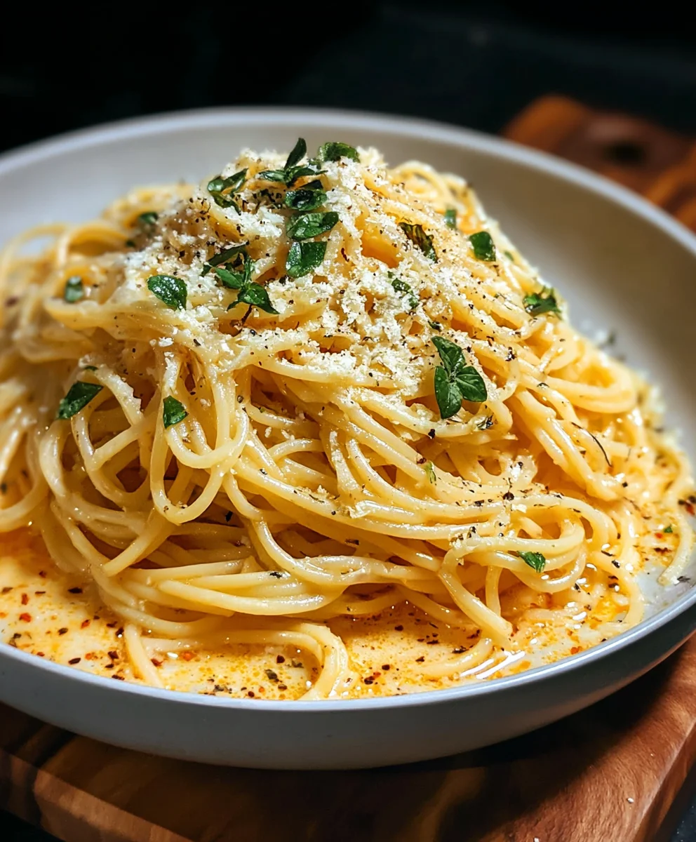 Cheesy Garlic Parmesan Spaghetti-Easy Flavorful Dinner