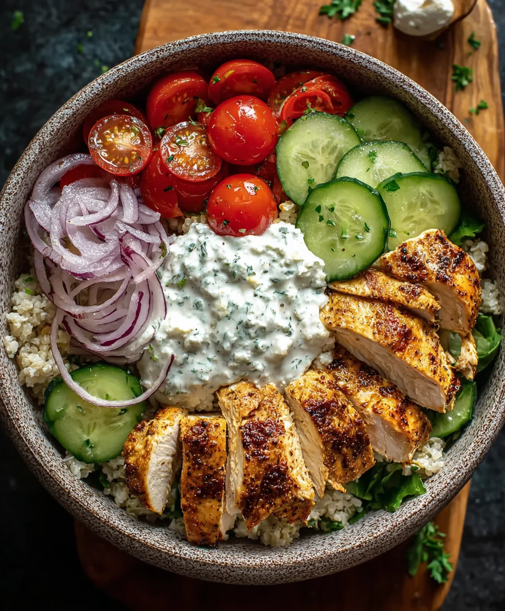 Greek Chicken Gyro Bowl- Easy Weeknight Meal