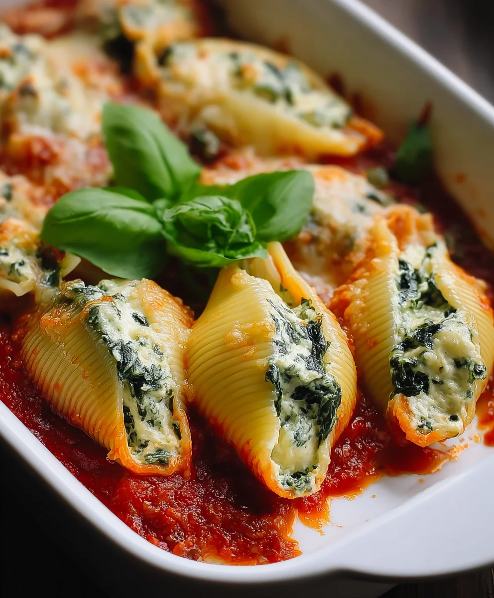 Easy Spinach Ricotta Stuffed Shells - Delicious Dinner