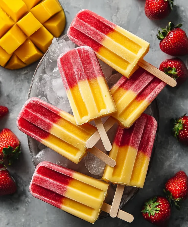 Fresh Strawberry Mango Popsicles-Easy Healthy Treat