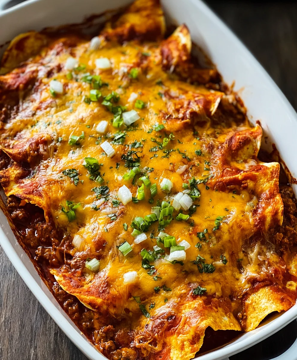 Easy Beef Tortilla Chip Enchiladas-Quick Dinner