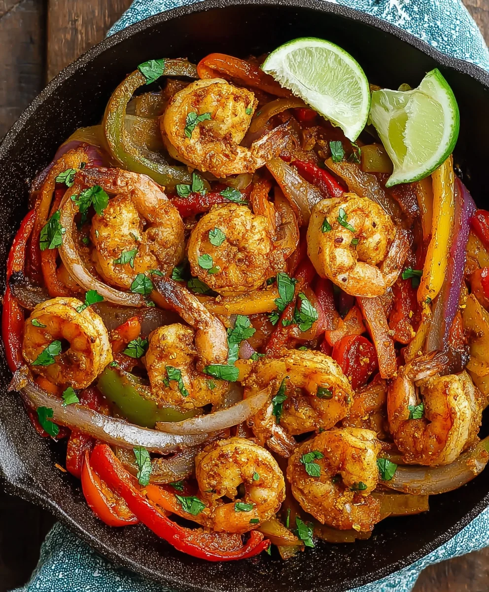 Quick Skillet Shrimp Fajitas- Easy & Fast Dinner