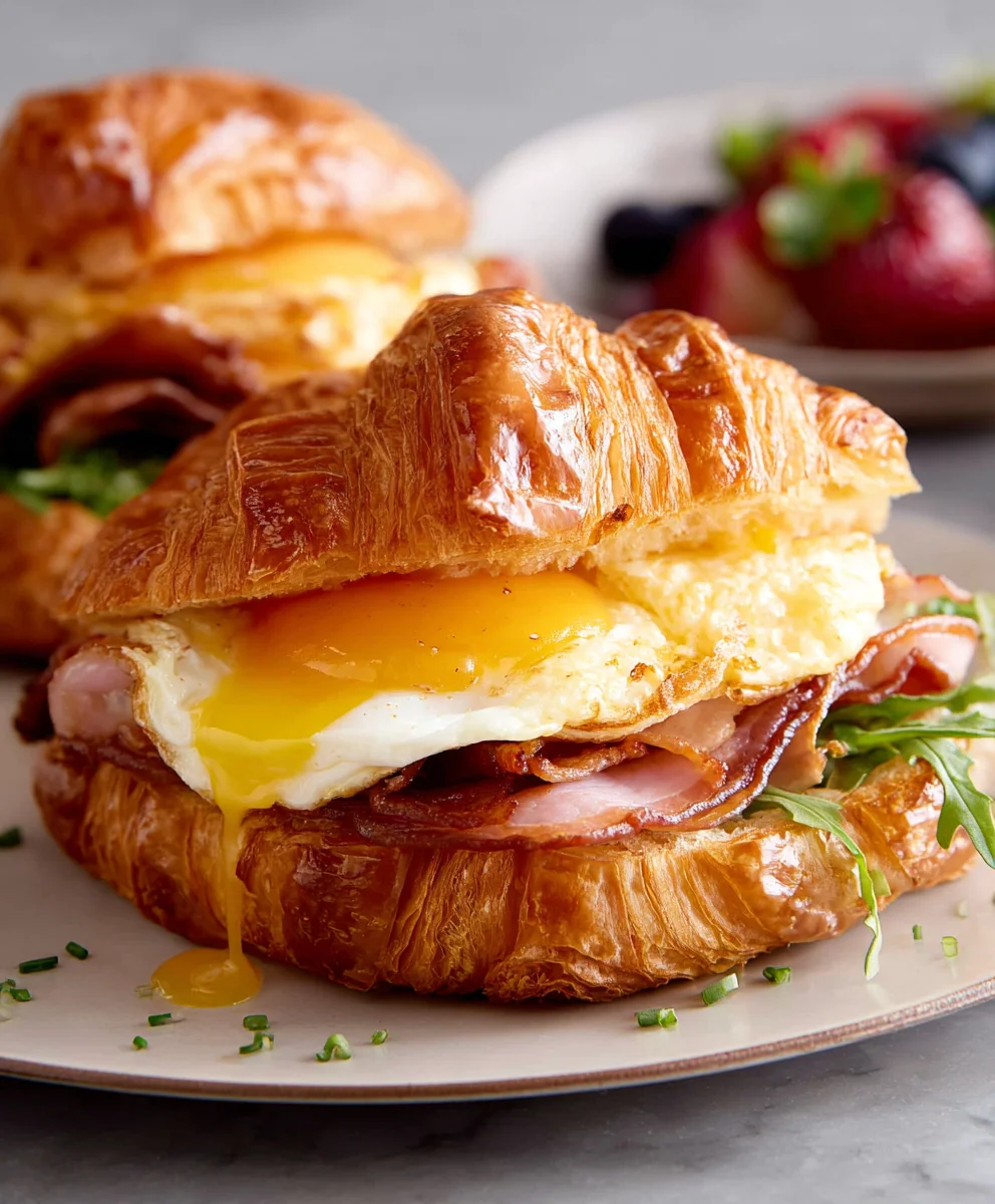 Fluffy Croissant Breakfast Sandwiches-Easy & Delicious