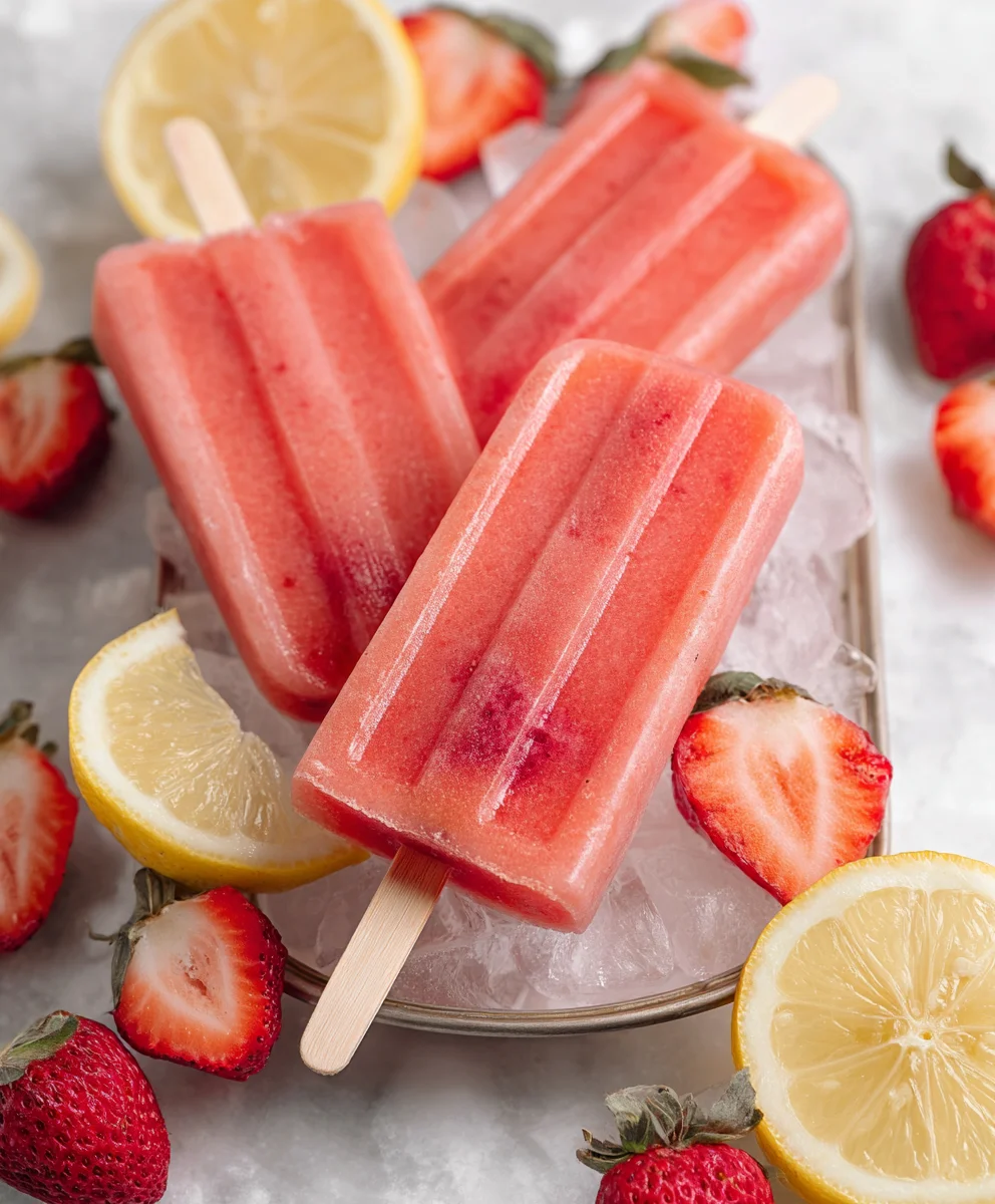 Strawberry Lemonade Popsicles-Refreshing Homemade Treat