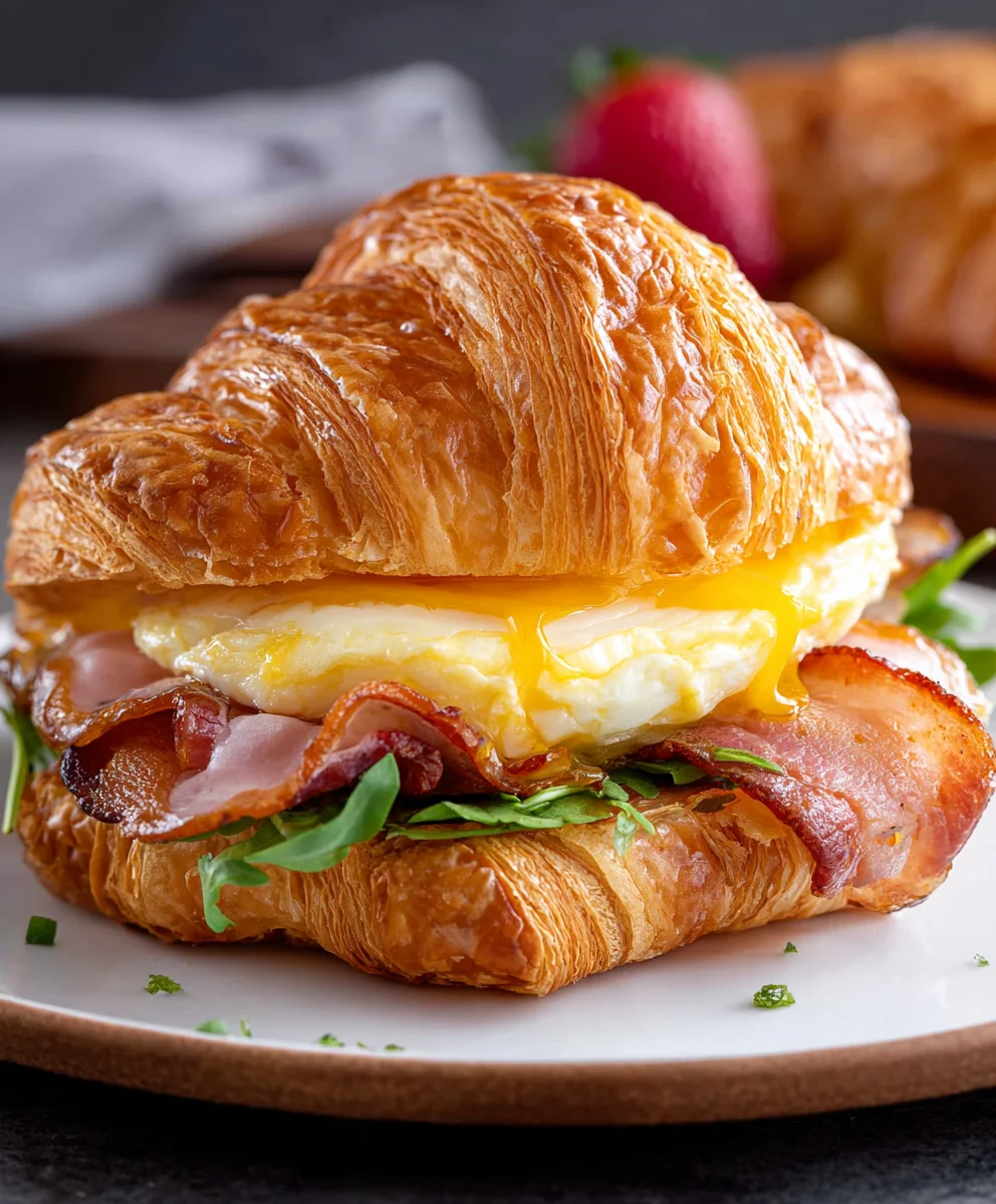 Fluffy Croissant Breakfast Sandwiches-Easy & Delicious