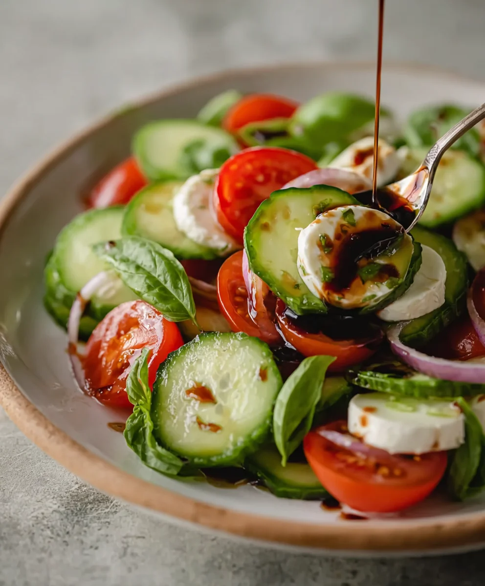Fresh Cucumber Caprese Salad-Easy Summer Side
