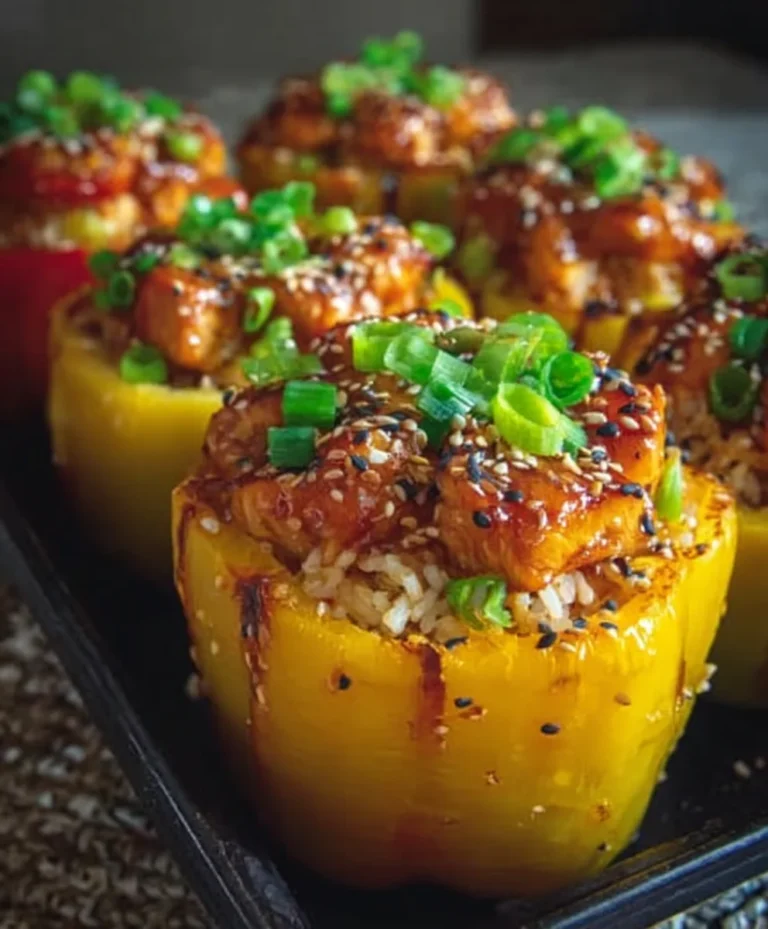 Teriyaki Pineapple Chicken Rice Peppers-Stuffed