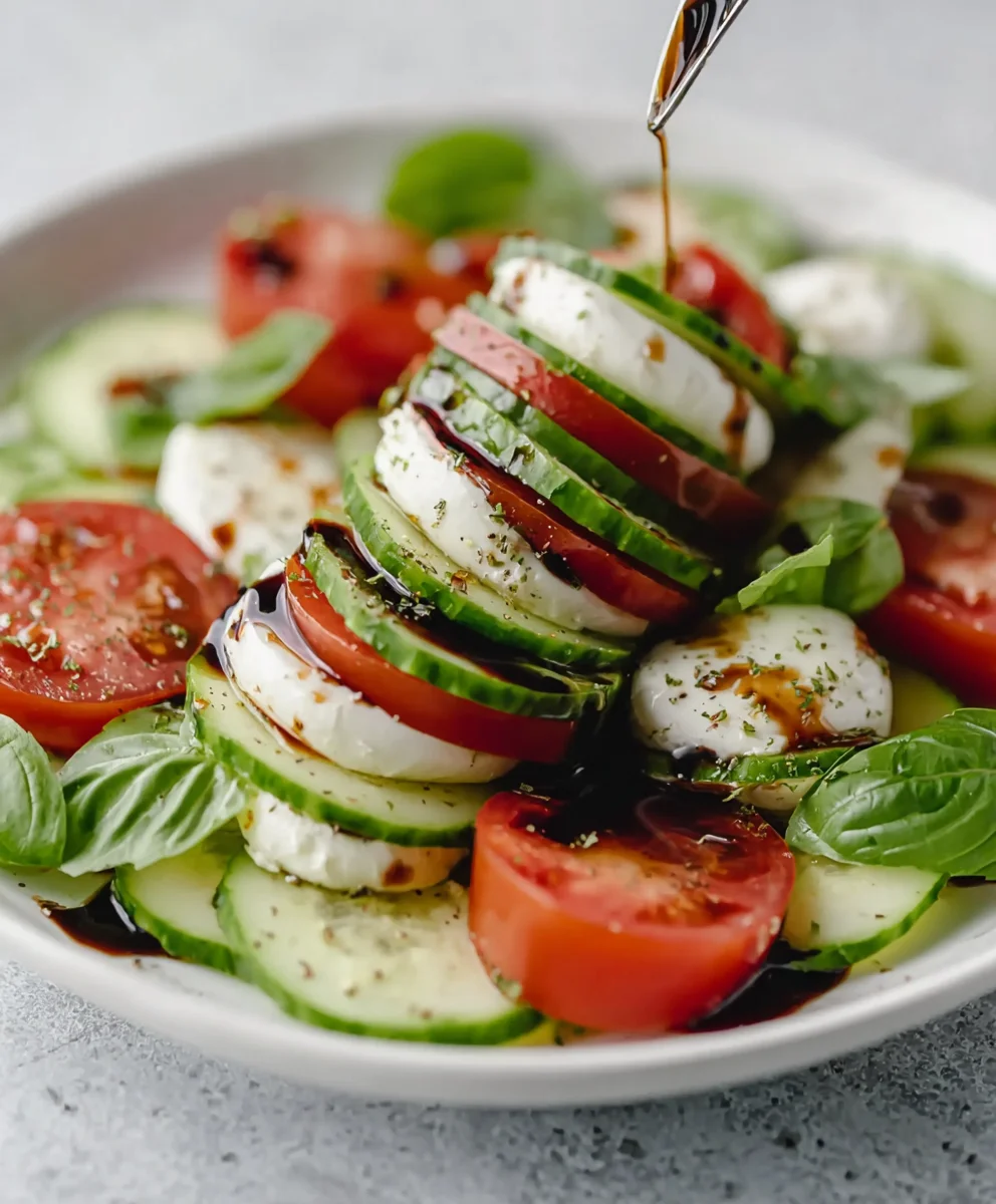 Fresh Cucumber Caprese Salad-Easy Summer Side