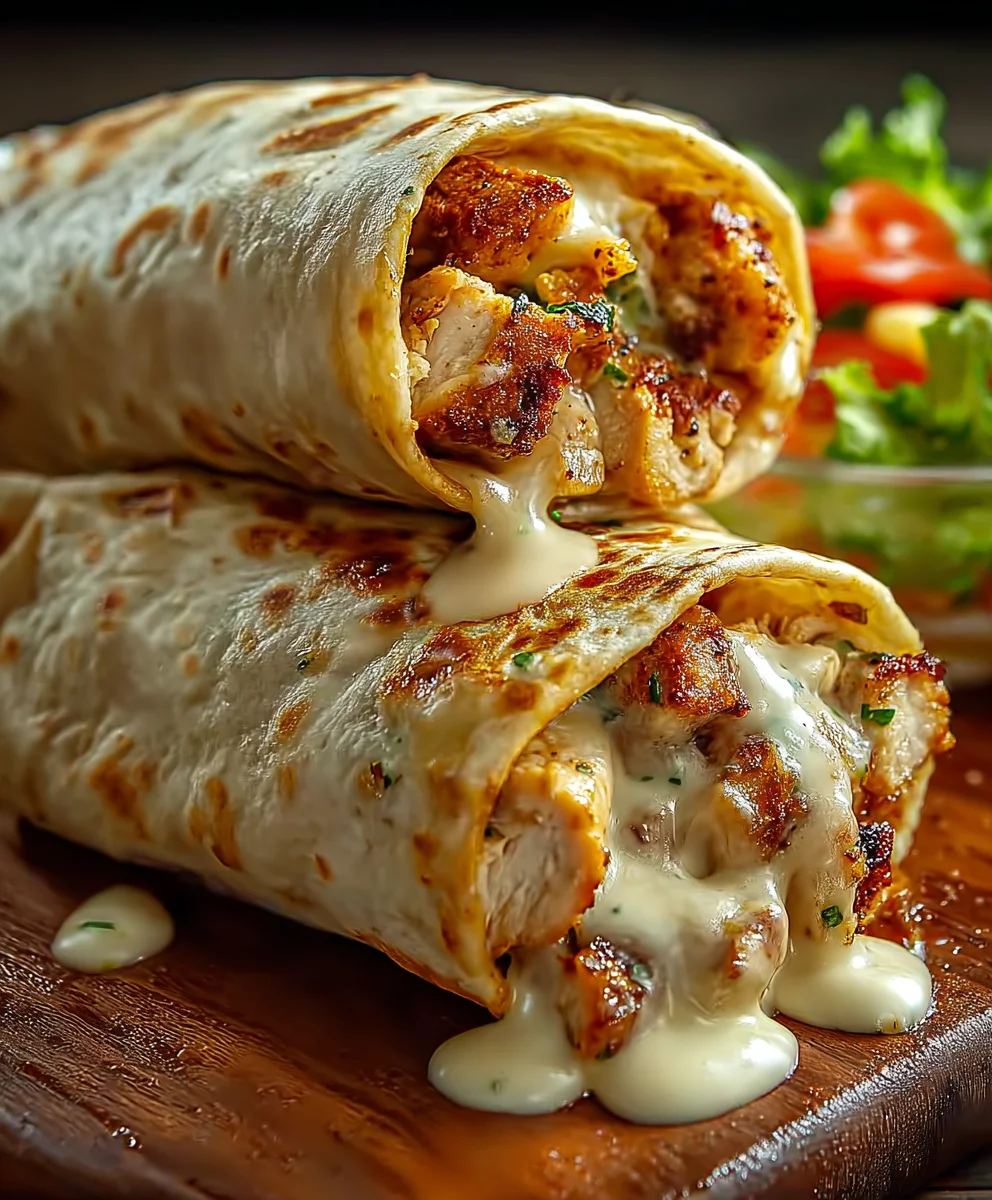 Cheesy Garlic Chicken Wraps Delicious Dinner Easy Recipe