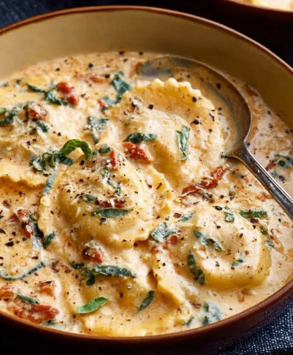 Creamy Tuscan Ravioli Soup - Easy Comfort Food