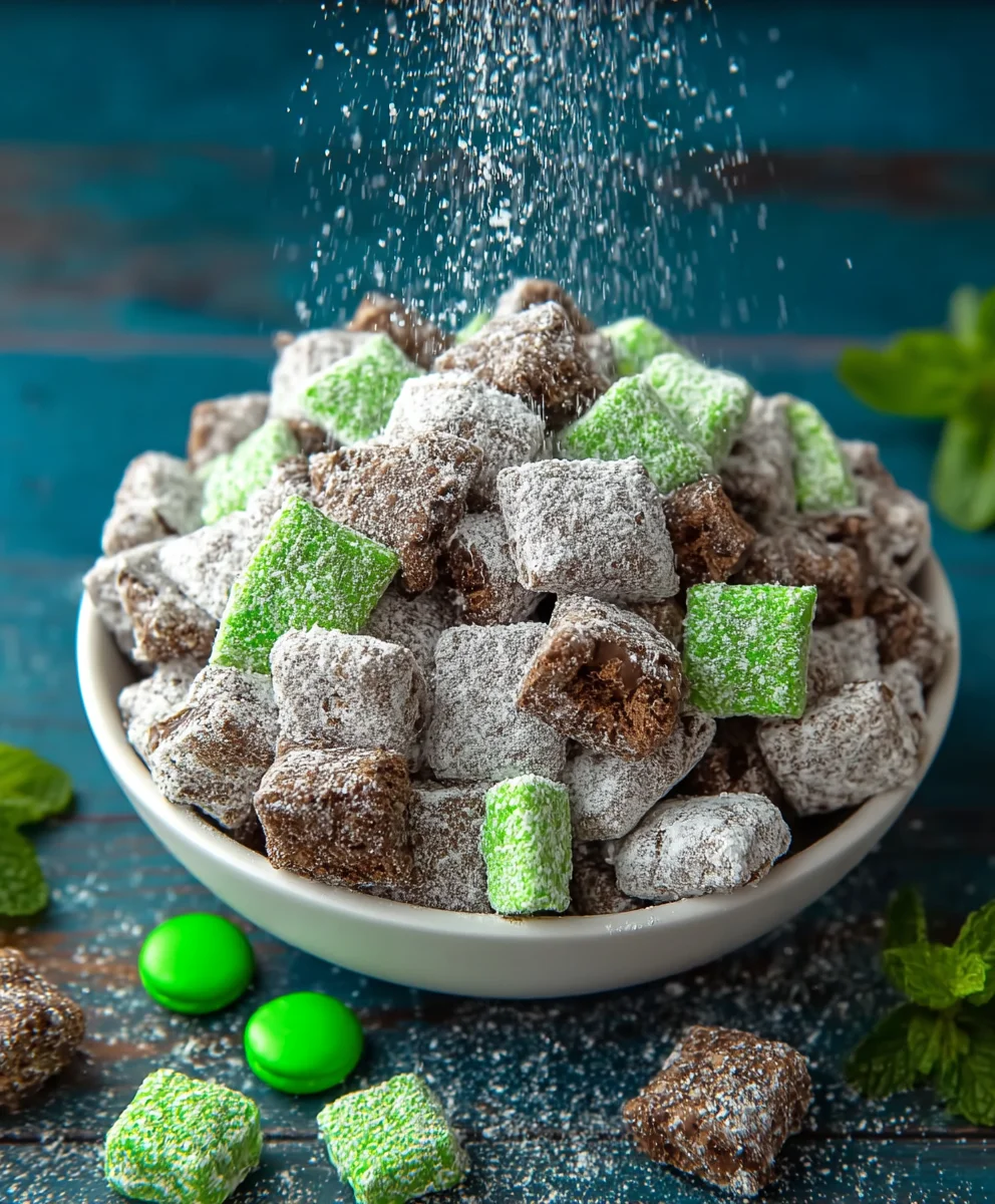 Mint Chocolate Muddy Buddies-Easy No-Bake Treat