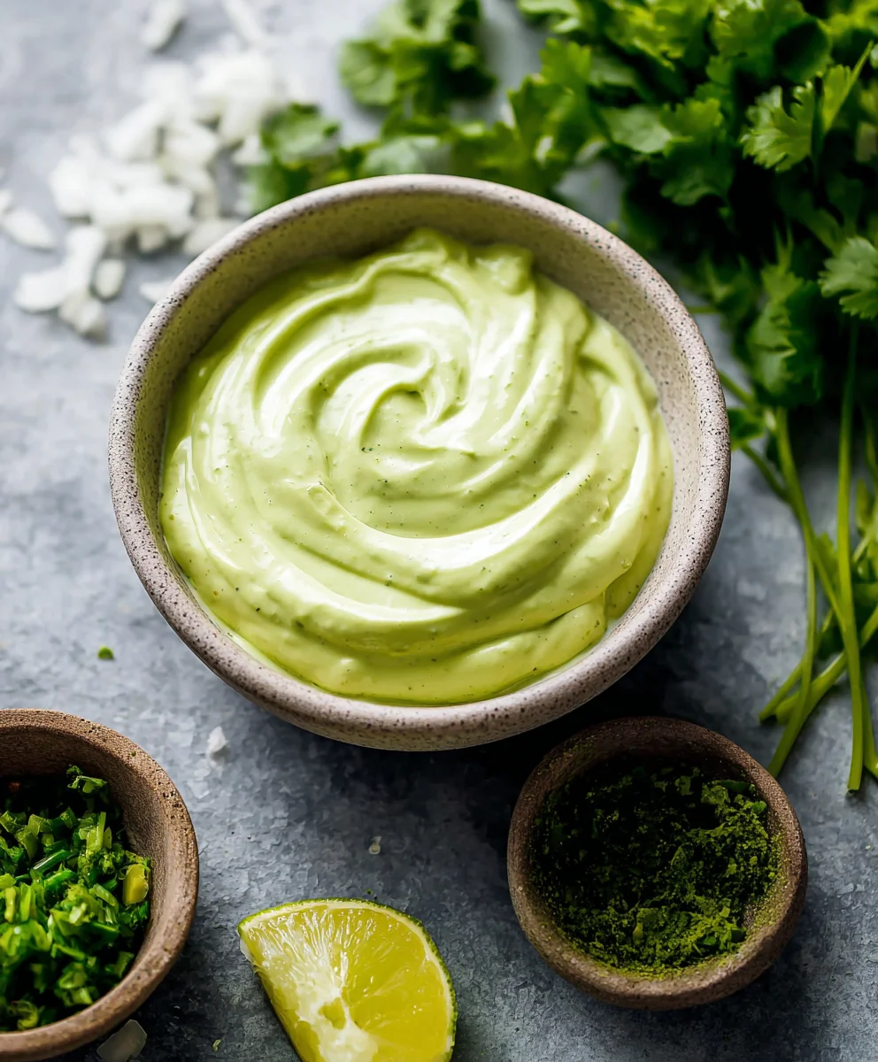 Creamy Avocado Crema- Easy Taco Salad Sauce