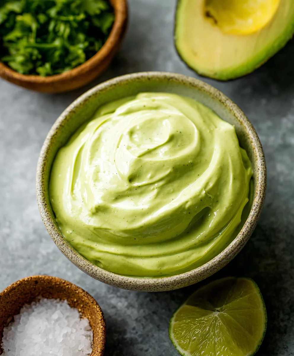 Creamy Avocado Crema- Easy Taco Salad Sauce