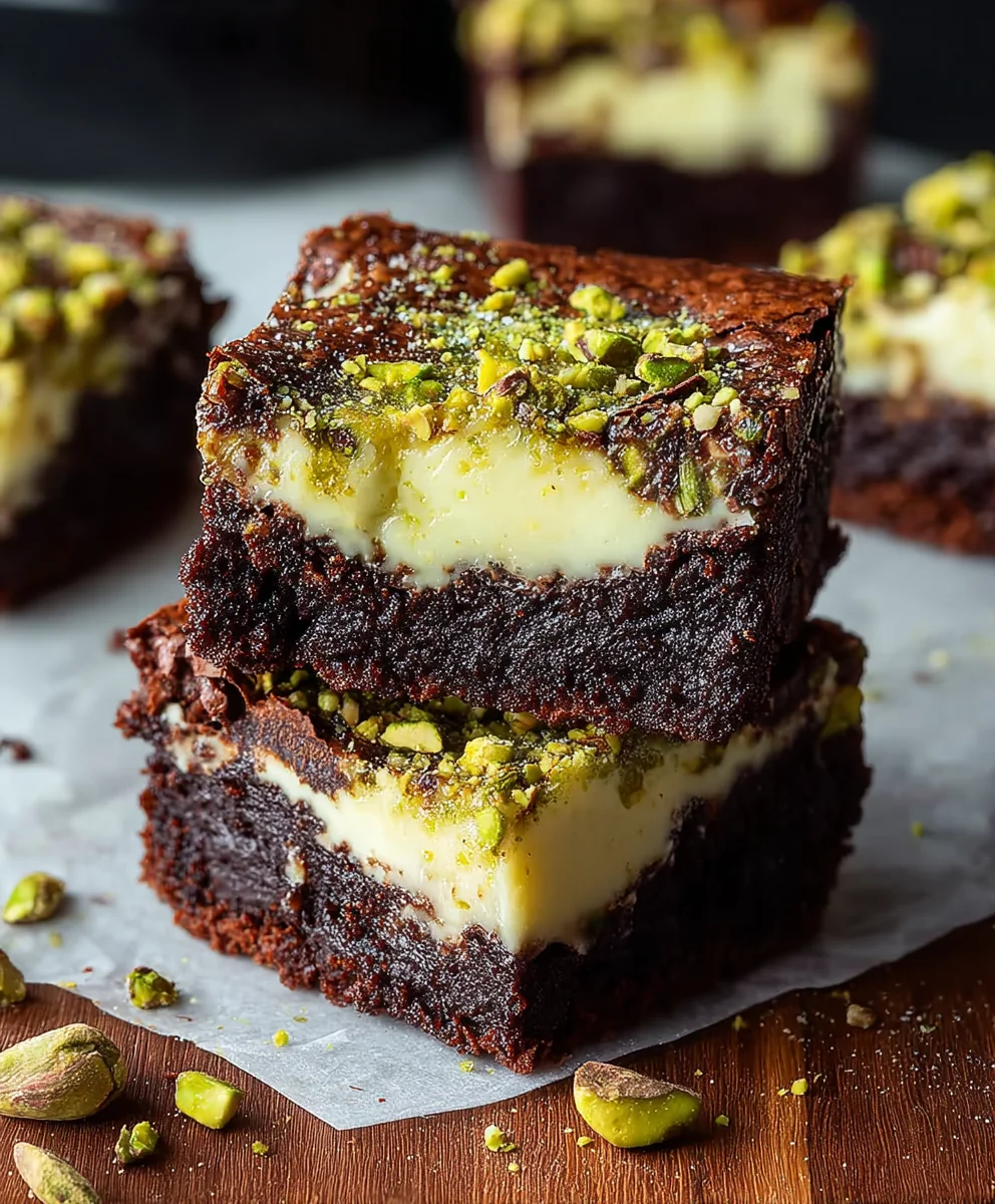Pistachio Cheesecake Brownies- Decadent & Easy Recipe