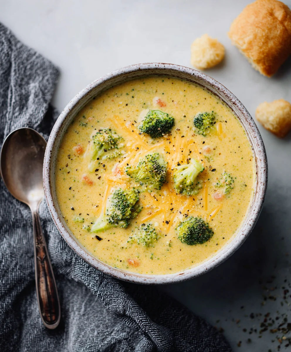 Creamy Cheddar Broccoli Soup- Easy Comfort Food Recipe