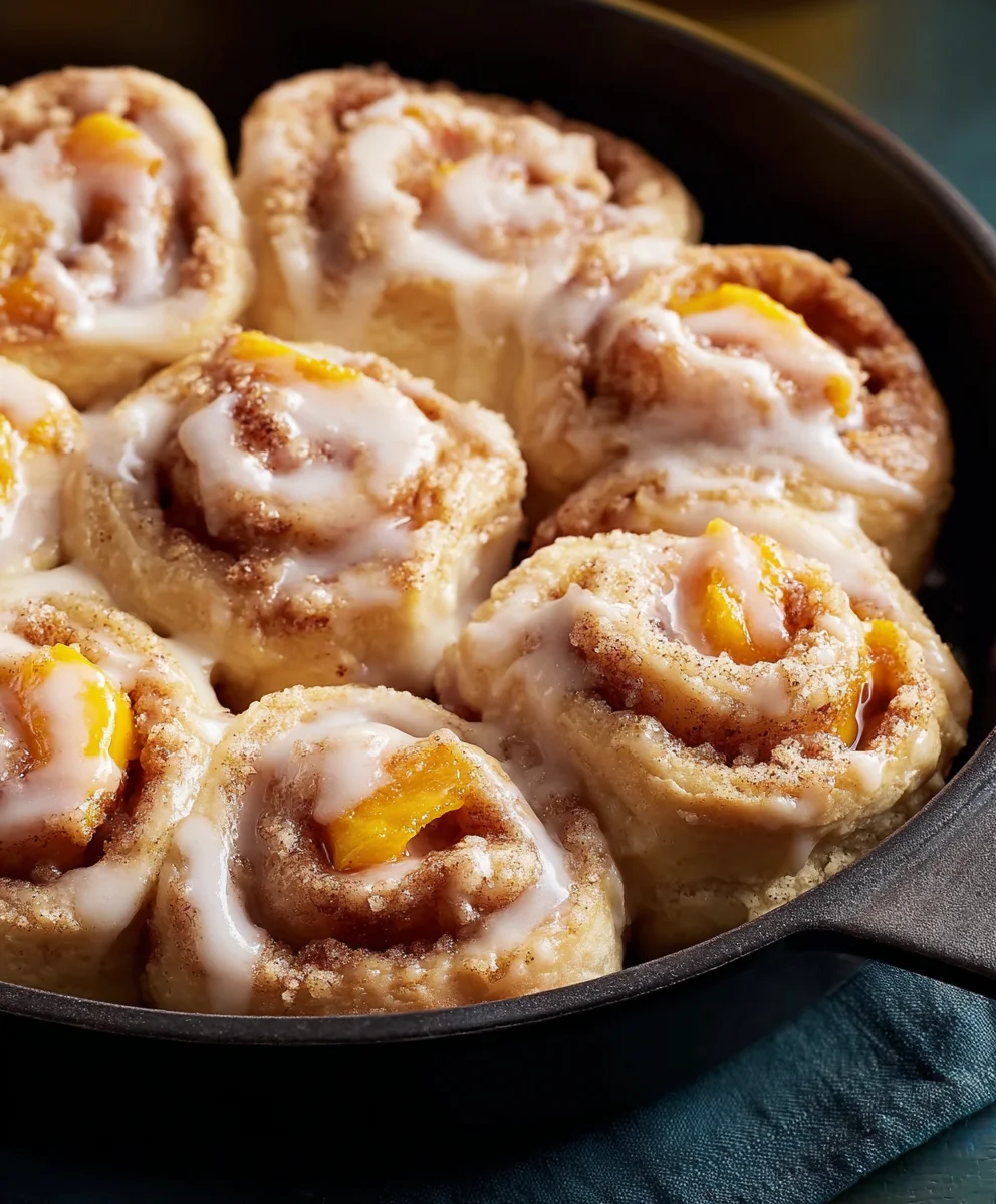 Peach Cobbler Cinnamon Rolls - Sweet Summer Delight