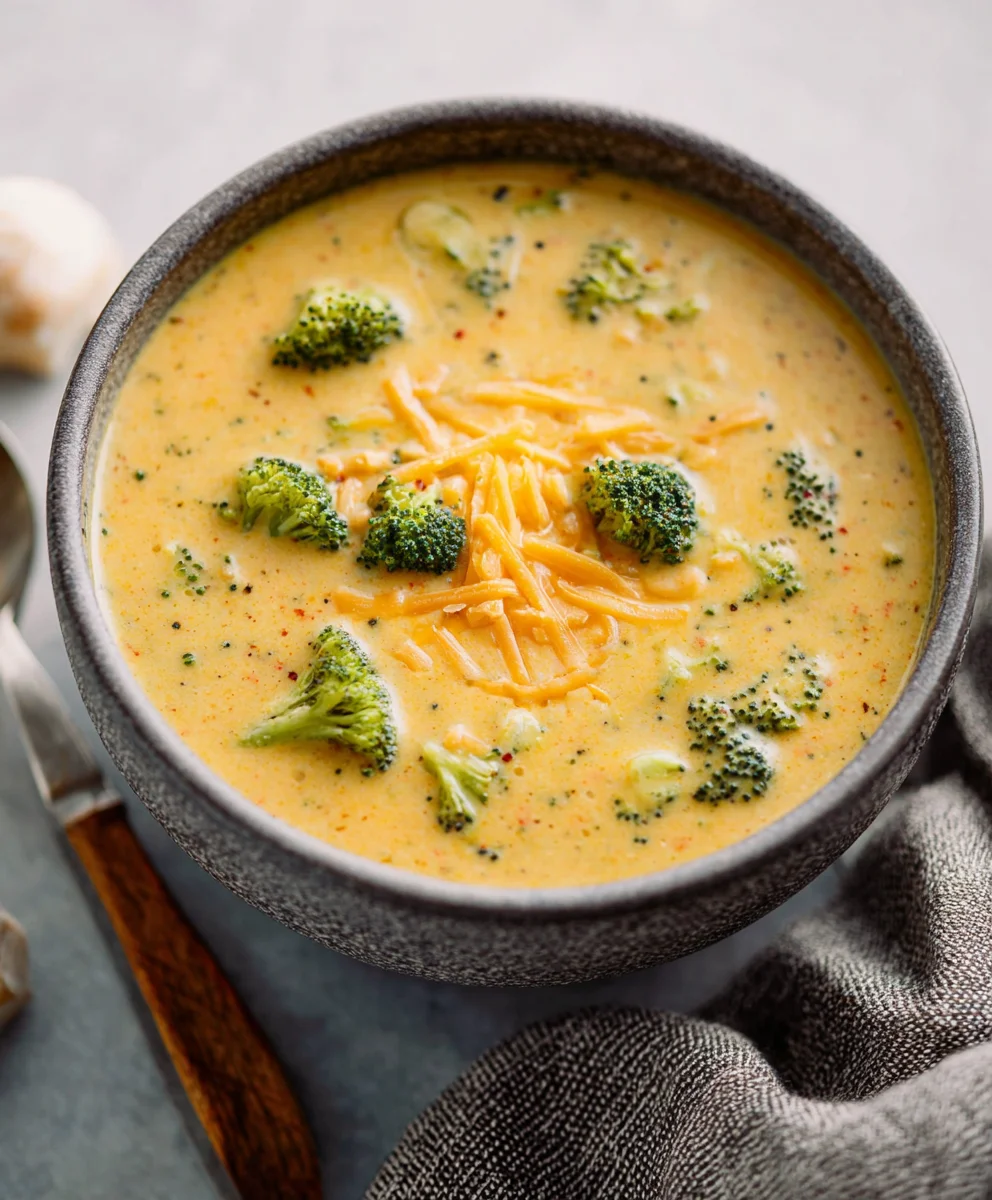 Creamy Cheddar Broccoli Soup- Easy Comfort Food Recipe
