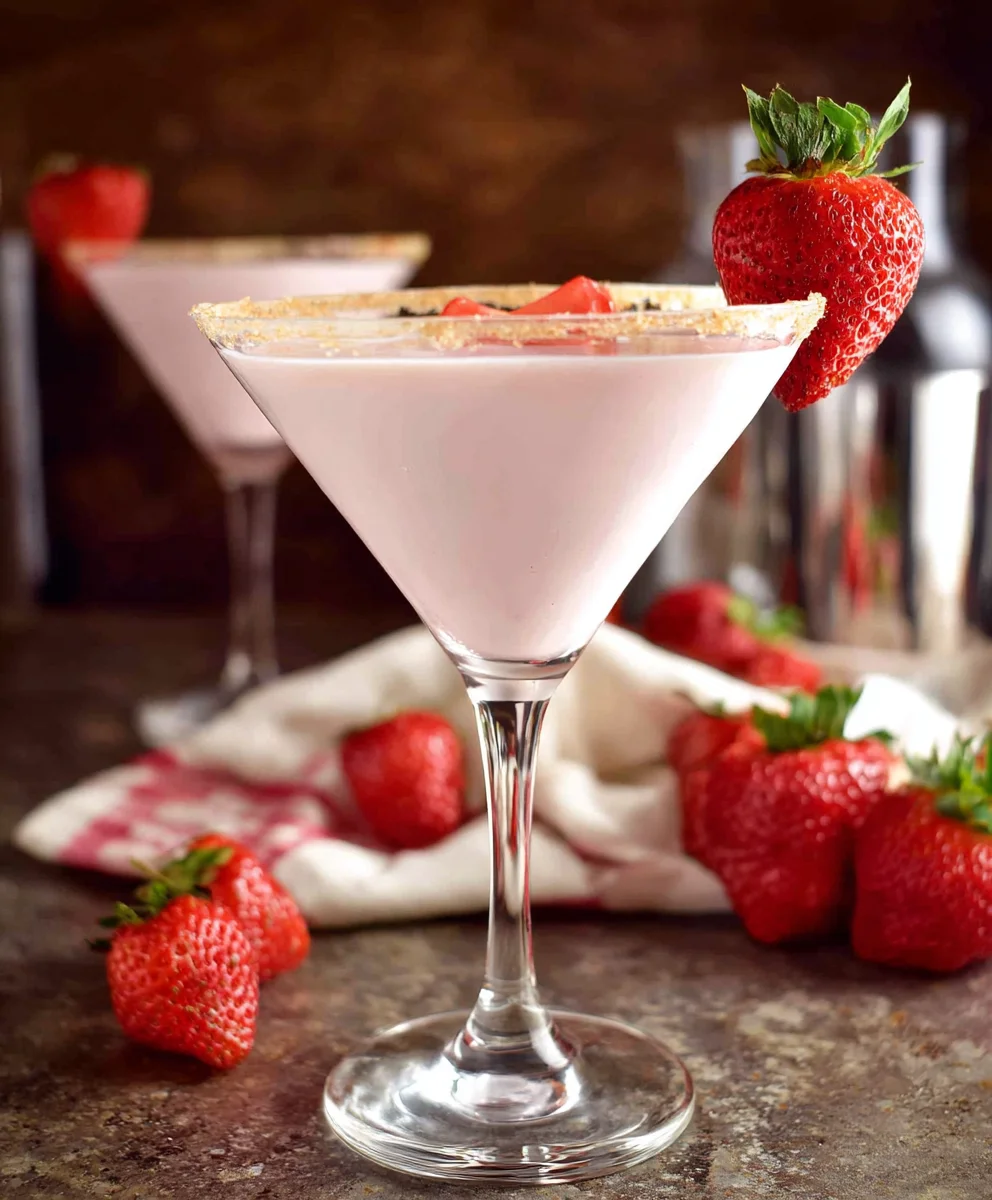 Strawberry Shortcake Martini- Non-Non-Non-Alcoholic Alternativeic Cocktail Recipe