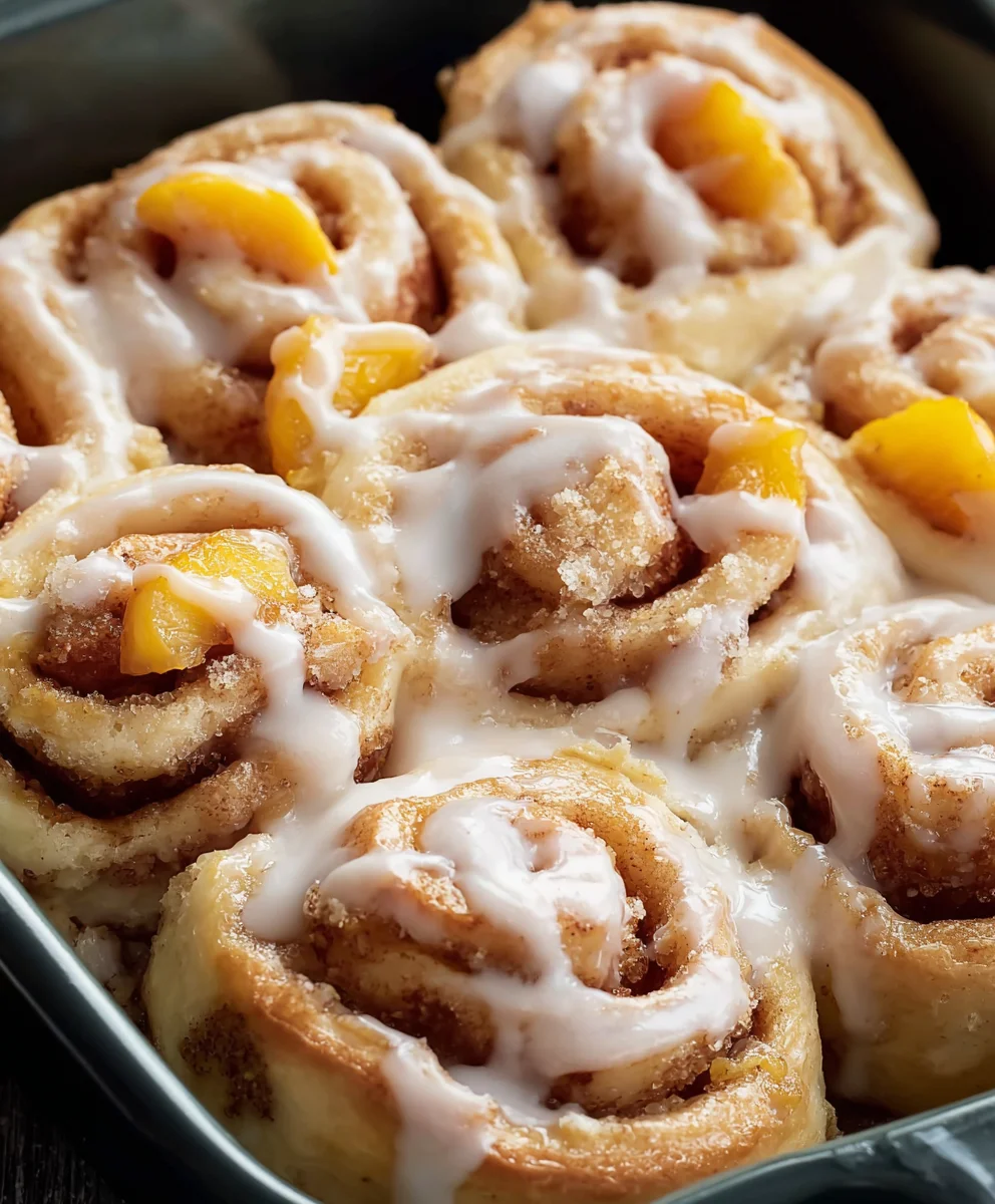 Peach Cobbler Cinnamon Rolls - Sweet Summer Delight