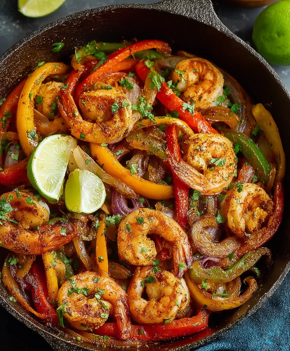 Quick Skillet Shrimp Fajitas- Easy & Fast Dinner
