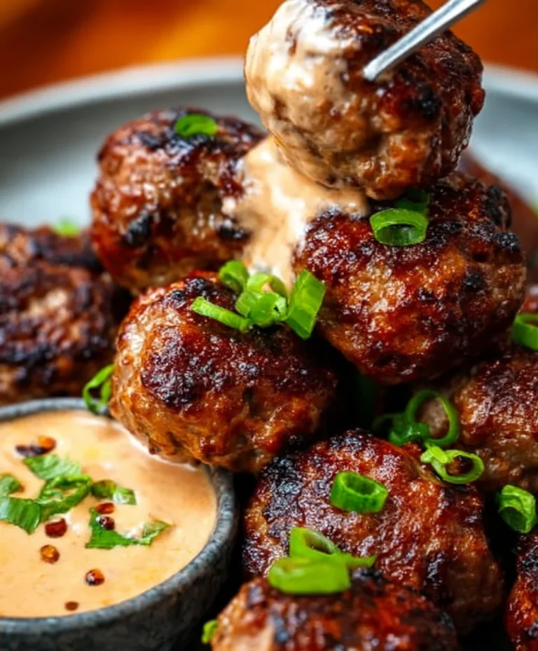 Spicy Korean Beef Meatballs – Easy Mayo Dip