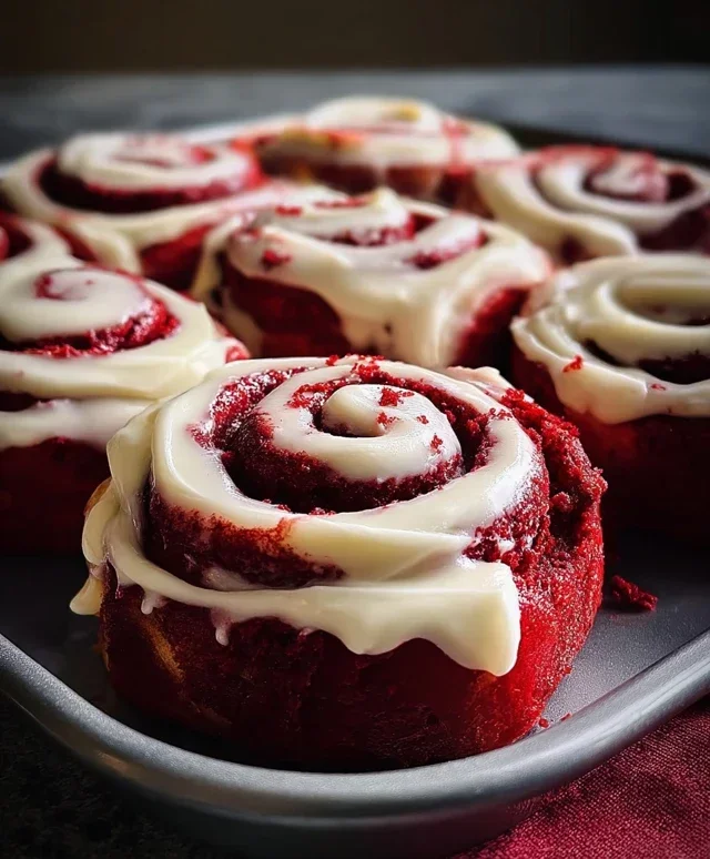 Red Velvet Cinnamon Rolls with Cream Cheese Icing
