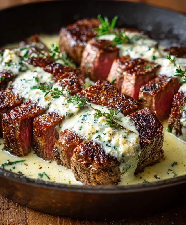 Garlic Butter Steak With Parmesan Cream Sauce