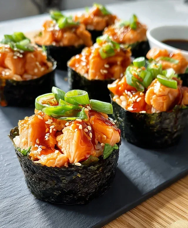Spicy Salmon Sushi Cups