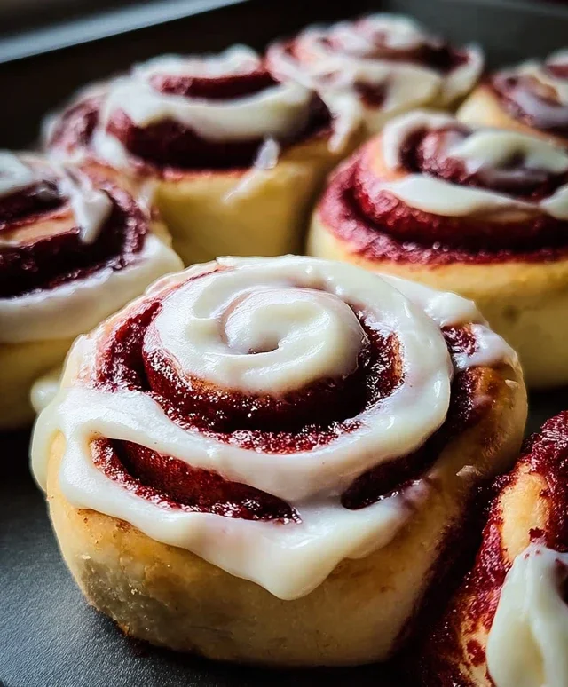Red Velvet Cinnamon Rolls with Cream Cheese Icing