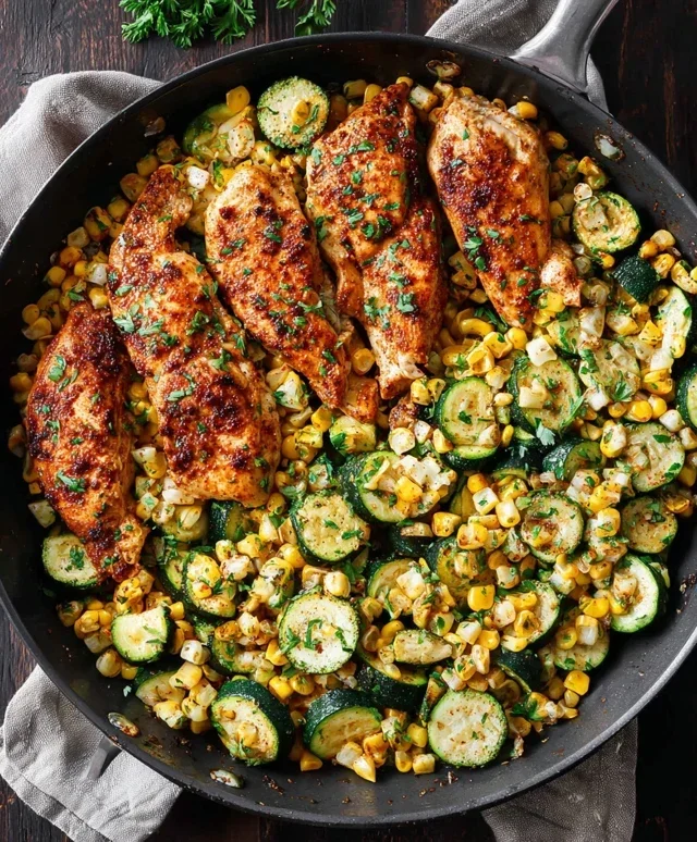 Garlic Butter Chicken with Zucchini and Corn - One-Pan, 30-Minute Meal