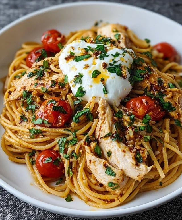 Chicken Spaghetti with Burrata