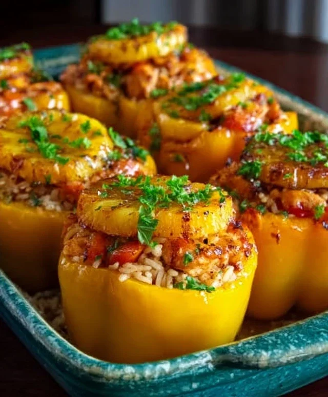 Teriyaki Pineapple Chicken and Rice Stuffed Peppers: A Sweet and Savory Meal
