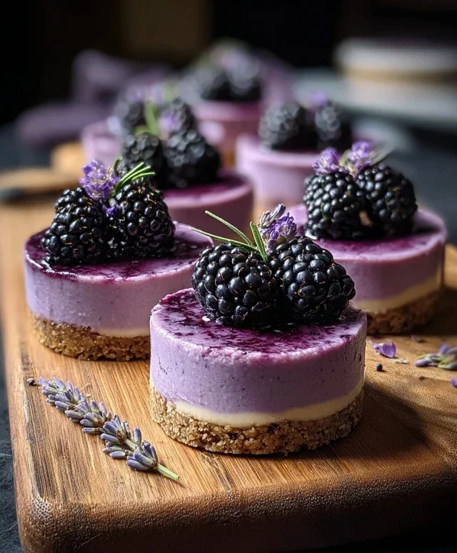 Luscious Blackberry Lavender Cheesecakes