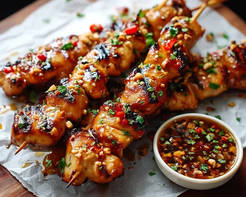 Easy Grilled Asian Chicken Skewers with Honey Garlic Sauce