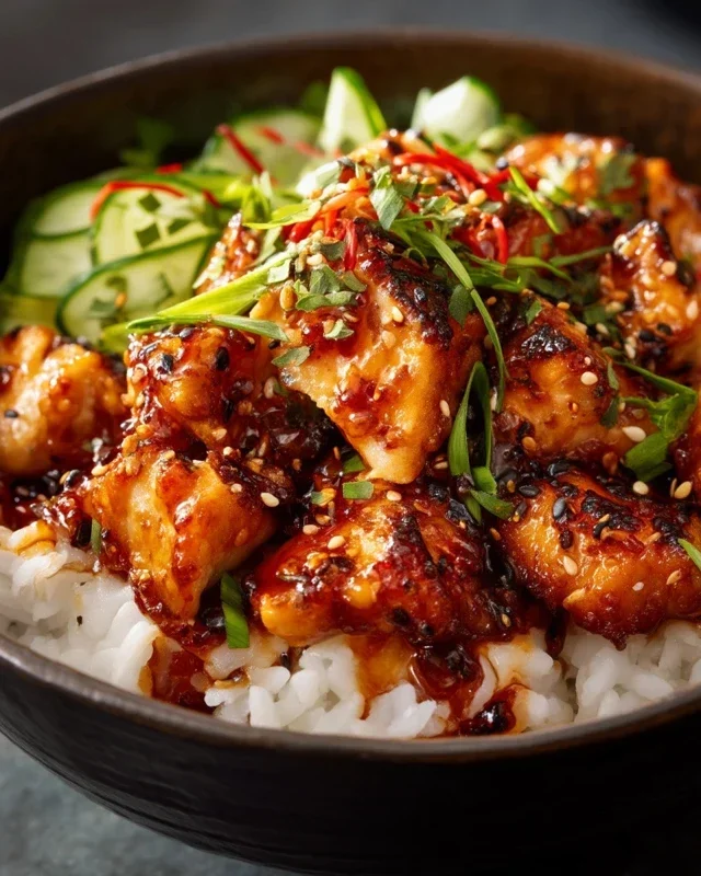 Spicy Honey-Gin Extract Extractger Chicken Bowls with Yum Yum Sauce