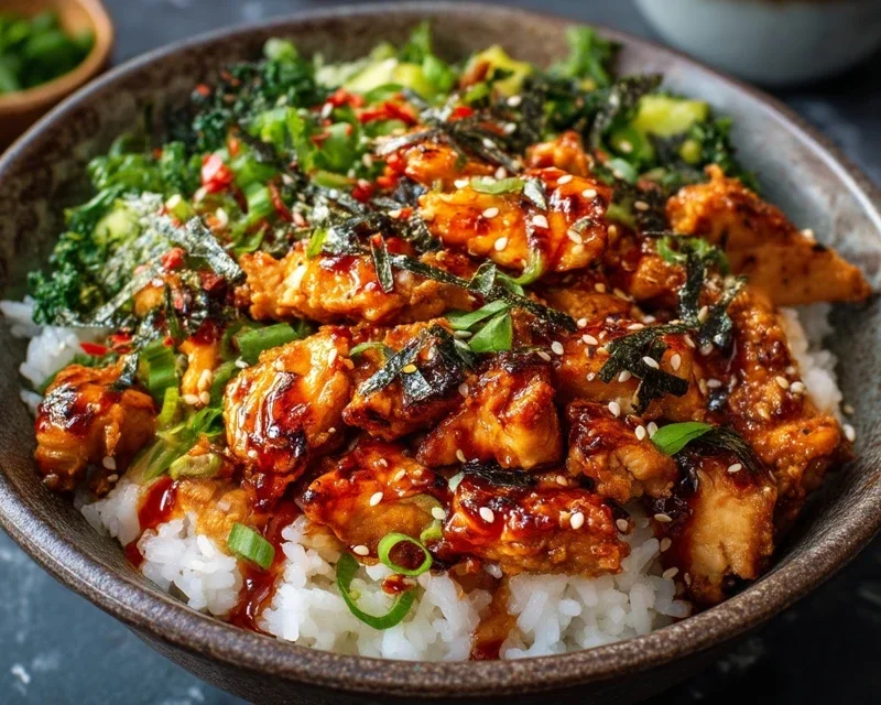 Spicy Honey-Gin Extract Extractger Chicken Bowls with Yum Yum Sauce