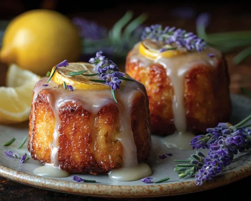 Mini Lemon Cakes With Lavender Glaze