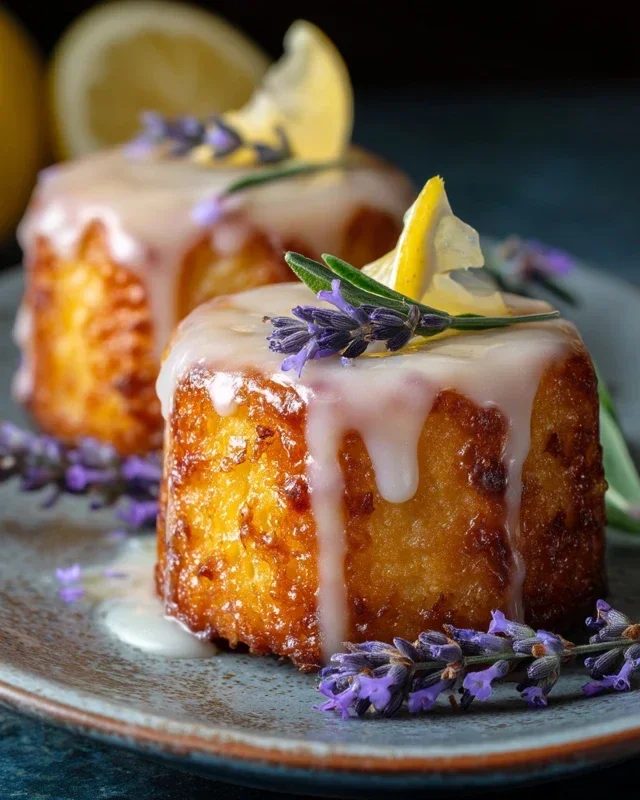 Mini Lemon Cakes With Lavender Glaze