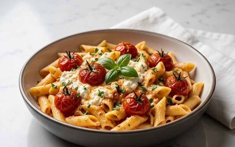 Roasted Tomato and Garlic Ricotta Pasta