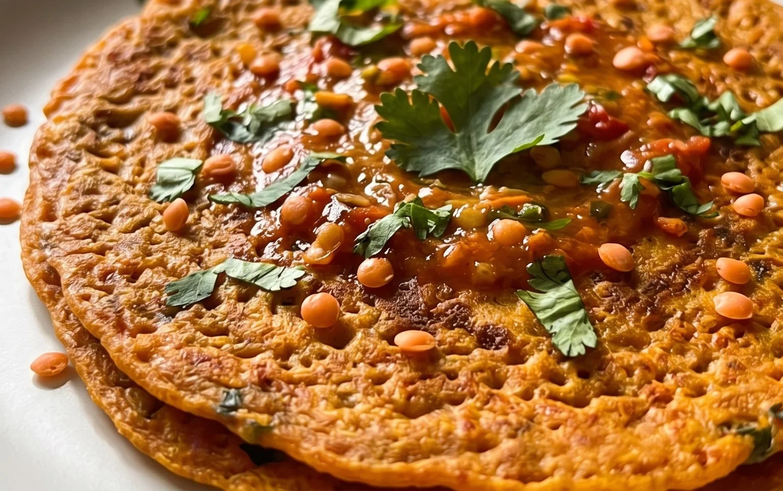 Masoor Dal Chilla | Savory Red Lentil Pancakes